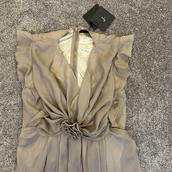 Ryu Women's Dress Size S Beige Sleeveless V-Neck Back Zipper Knee Length NWT - Picture 2 of 15